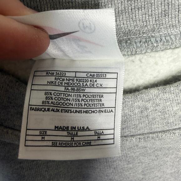 Vintage Nike Made in USA Grey Crewneck Embroidered Tag Mens Medium - Picture 5 of 8